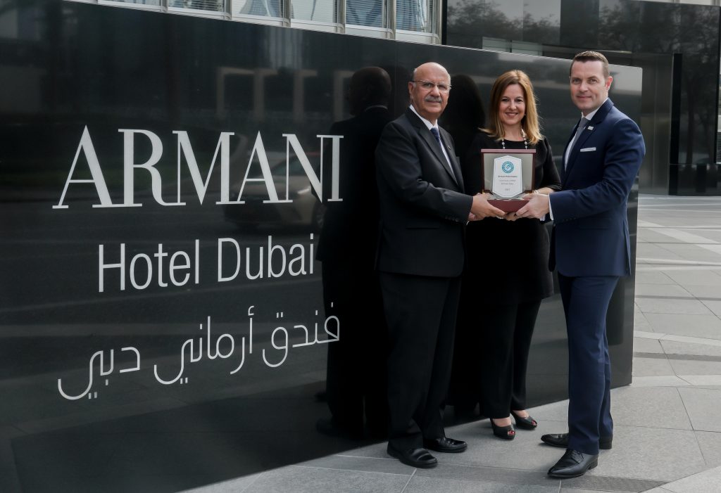 armani hotel dubai awarded first green globe certification