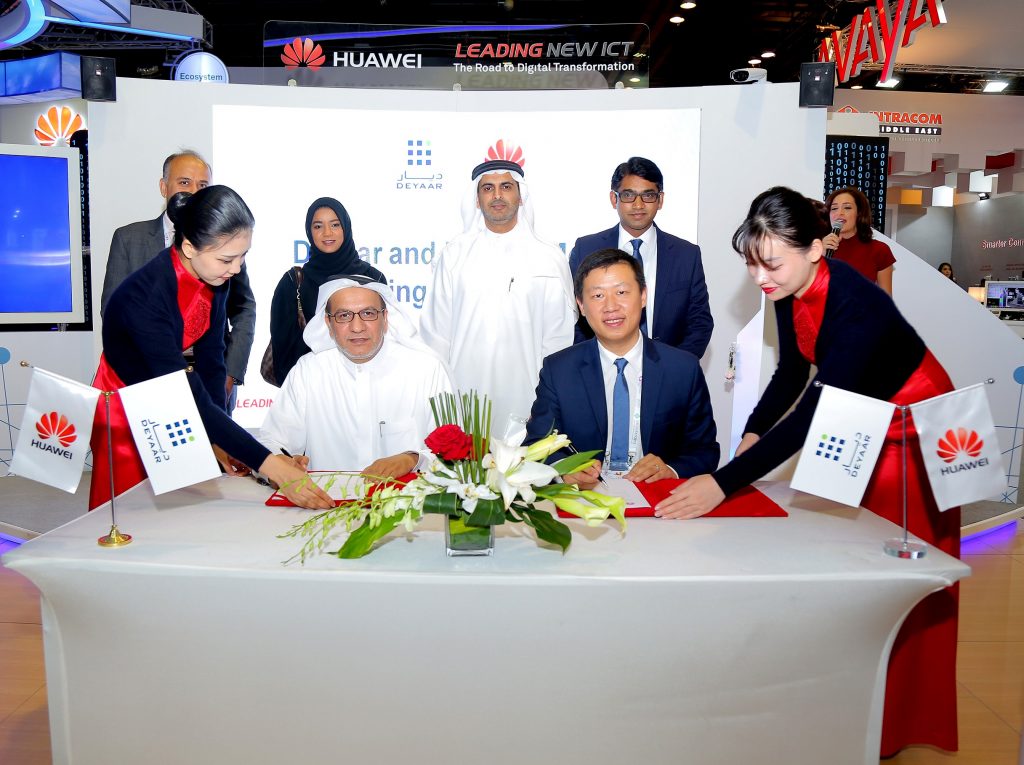 Saeed Al Qatami CEO Deyaar Colin Hu Managing Director Huawei Enterprise UAE