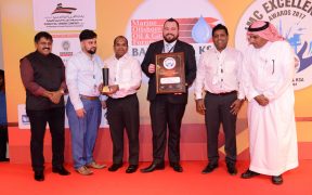 GAC Saudi Arabia staff receiving the Best Ship Agency award at the IMC E...