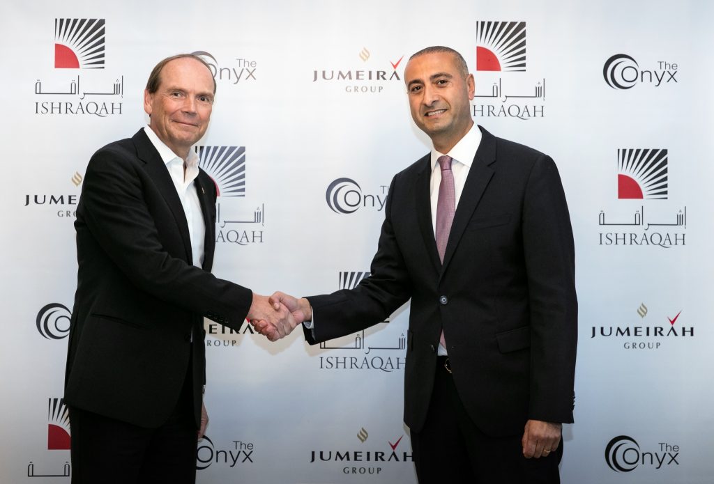 R L Mr. Marc Dardenne COO Interim CEO Jumeirah with Mr Ammar Sweis CEO at Ishraqah
