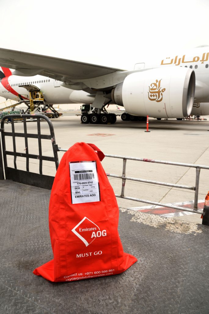 Emirates SkyCargo has designed a striking Must Go bag to alert staff to the urgent nature of shipments