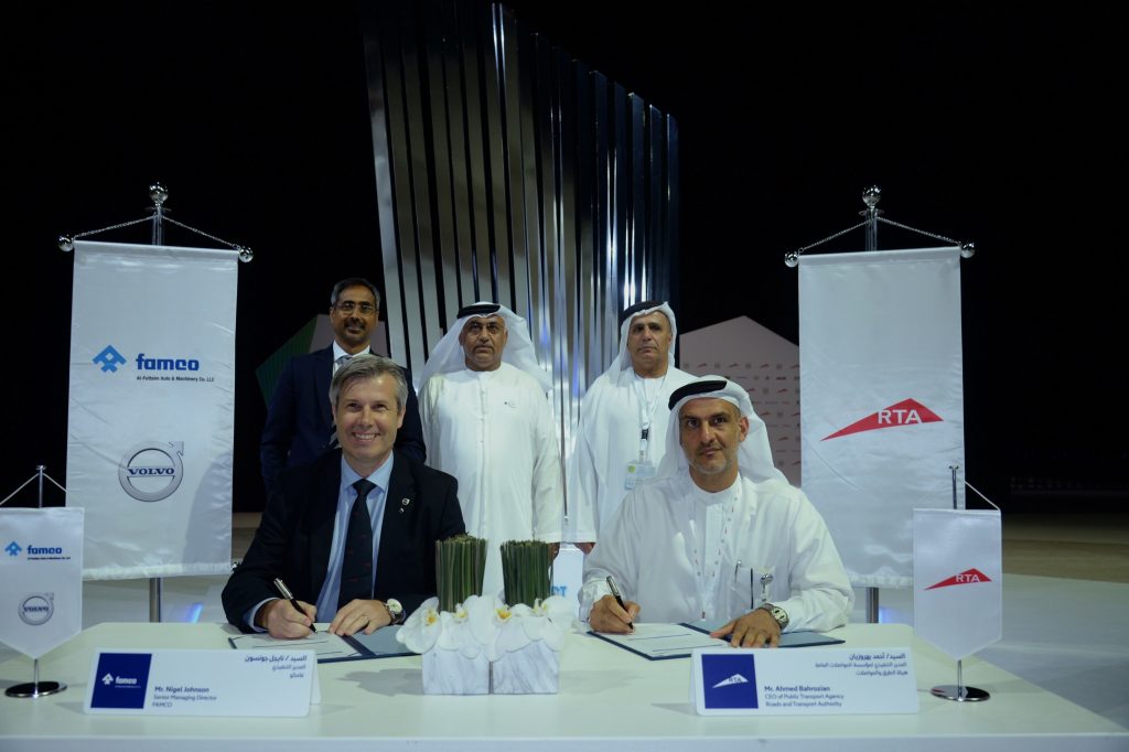 xVolvo Buses and FAMCO sign order from the Dubai Roads and Transport Authority at UITP 2018.