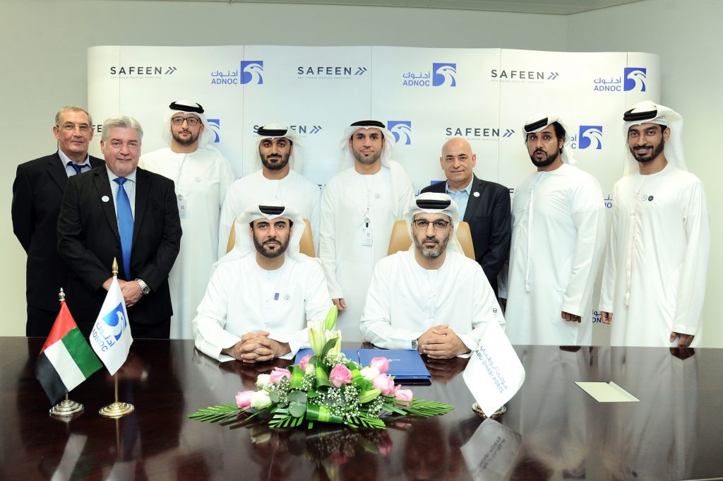 Hamad Al Maghrabi Marine Services Operations General Manager SAFEEN and Abdul Aziz Mohamed Al Zaabi SVP Services at ADNOC Logistics Services during signing ceremony 3
