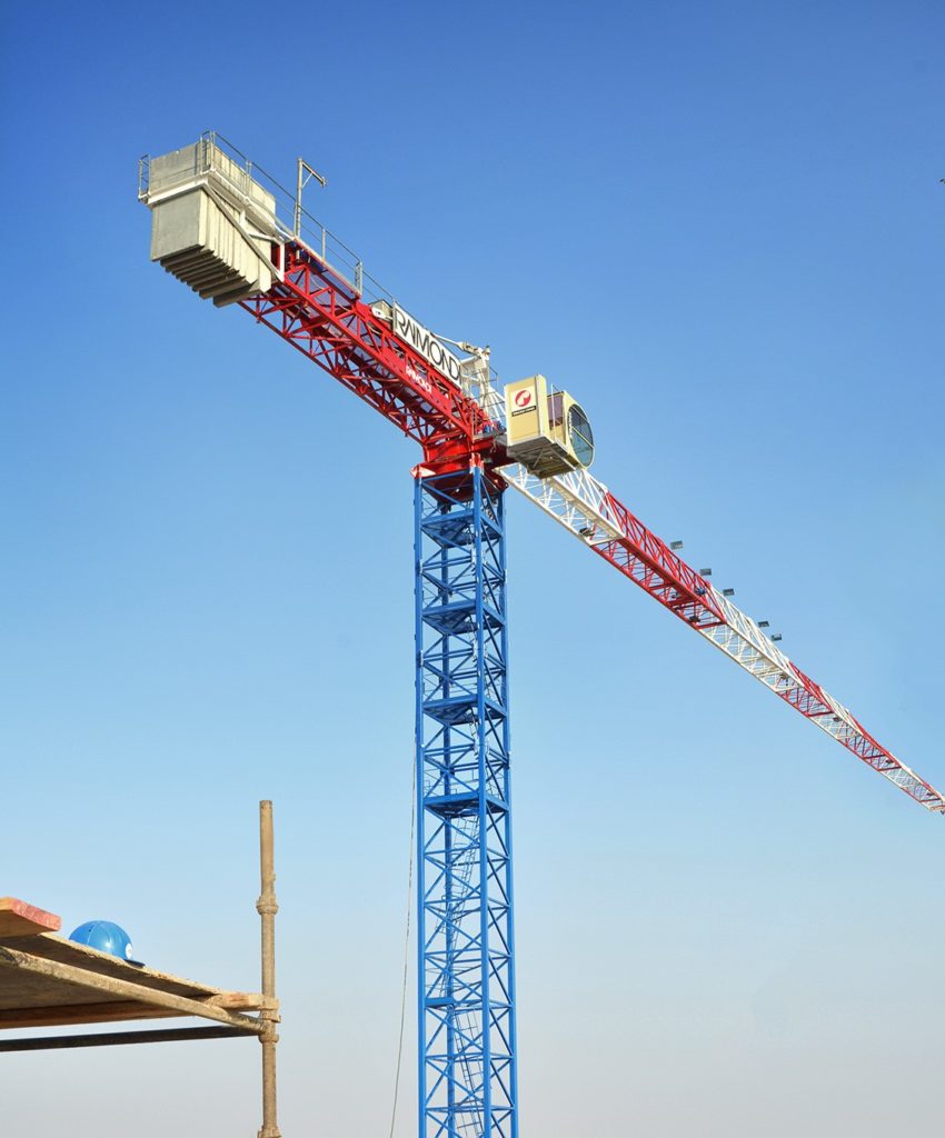The Raimondi MRT223 topless tower crane erected at the Aljada by Arada j...