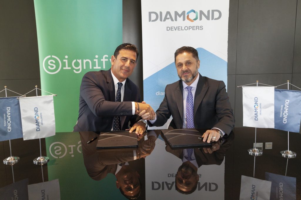 Image 1 From left Goktug Gur President and CEO of Signify Middle East Turkey and Pakistan and Faris Saeed CEO of Diamond Developers