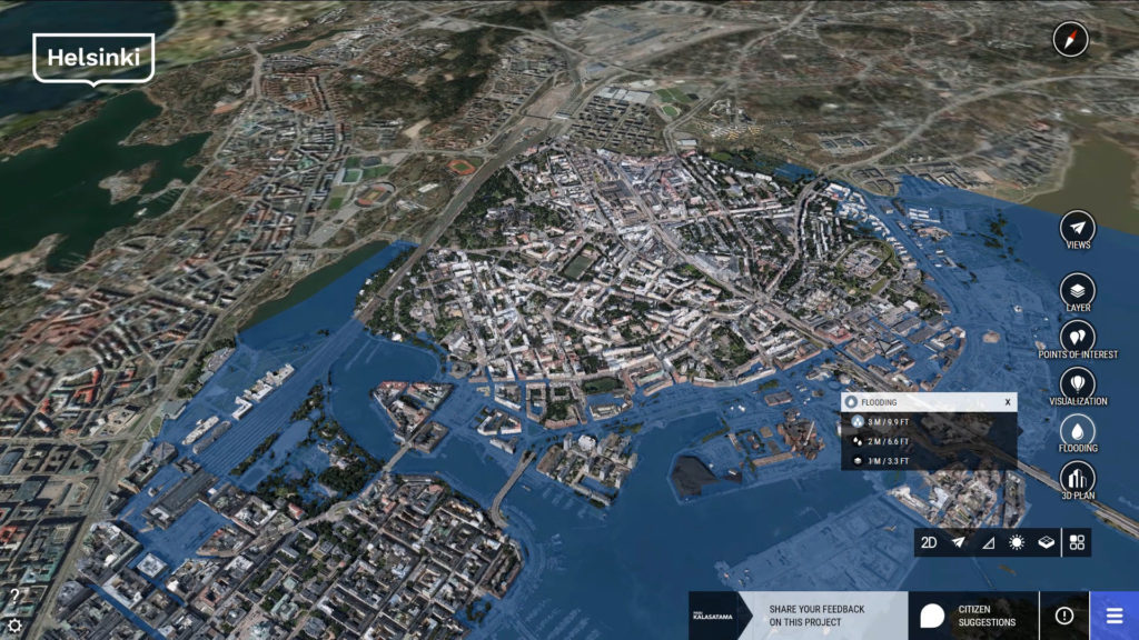 City scale digital twin visualization flood